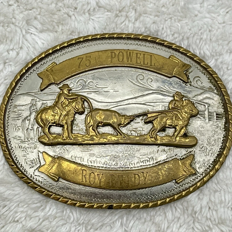 Fivela de cinto vintage Tony Lama pronta para Roy Powell 75 fivela troféu rodeio serve 1,5" - Imagem 1 de 4