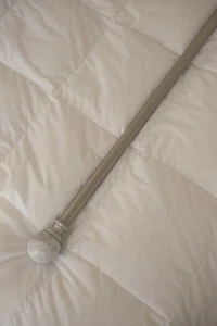 Single Silver Extendable Curtain Rod with Two White Marble Finials - Picture 1 of 3