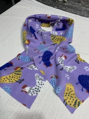 Bufanda polar púrpura picoteo pollos 9” X 58” suave nueva regalo hecha a mano Clucker Foto 1 de 4