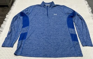 Under Armour Mens XXL 1/4 Zip Pullover Shirt Loose Long Sleeve Blue White Gray - Picture 1 of 9