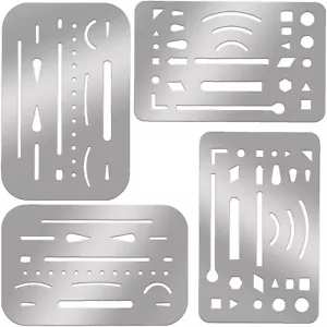 4 Pieces Eraser Shield Eraser Template Stainless Steel Erasing Shield Metal Draw - Picture 1 of 3