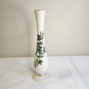 LENOX HOLIDAY HOLLY BERRIES LEAVES BUD VASE - Picture 1 of 6