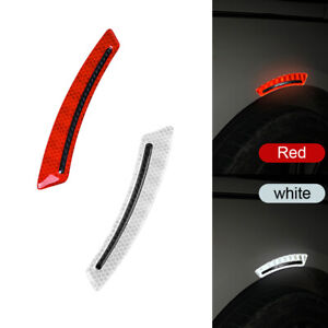 2Pc Car Wheel Eyebrow Fender Red Reflective Tape Sticker TReflective paper Strip