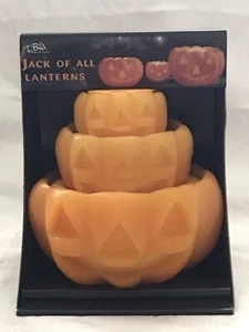 PBHA Jack Of All Lanterns Set Of 3 Wax Pumpkin Tea Light Holders Halloween Decor - Picture 1 of 10