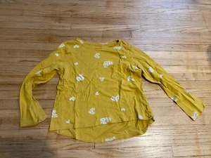 Old Navy Girl Yellow Long Sleeve Softest T-shirt Peace Hope Love Sz 10-12 - Picture 1 of 5