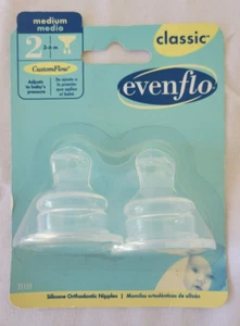 Vintage Evenflo Classic Silicone Orthodontic Medium Nipples 3-6 Months 2Pk 2003 - Picture 1 of 4