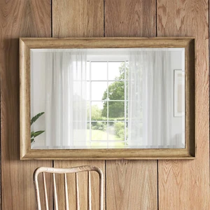 Stylish Fraser Oak Effect Rectangle Mirror - 104cm x 73cm - Wall Hung Overmantle - Picture 1 of 5