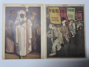 Two 2X JUGEND Antique German Art Magazine Covers 1908 #7, #51 Art Nouveau - Picture 1 of 9