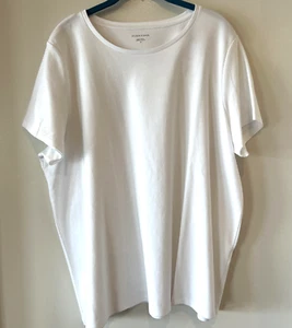 NWT Eileen Fisher Sz 3X White Organic Cotton Crew Neck Jersey T-Shirt Top - Picture 1 of 8