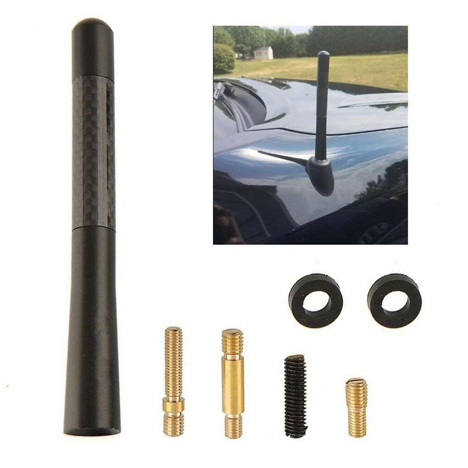 Antena Negra 4.7" Aluminio Fibra de Carbono Estilo Coche FM AM Radio Antena con Tornillo Foto 1 de 4