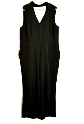 Lane Bryant Jumpsuit Womens 20 Sleeveless Velvet Choker Black Wide Leg Zip Close - Image 1 of 4