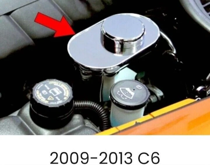 Cubierta de depósito de freno Corvette C6 con tapa de acero inoxidable pulido para 09-13  Foto 1 de 3