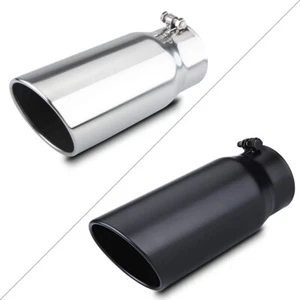 4" Inlet Diesel Exhaust Tip 5" Outlet 12" Long Angle Cut Rolled End - Picture 1 of 27