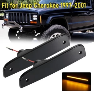 2X Smoked Shell LED Front Corner Side Marker Turn Lights For Jeep Cherokee 97-01 - Picture 1 of 12