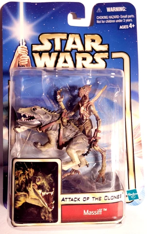Star Wars Attack Of The Clones- Tusken Raider With Massiff #52 Hasbro 2002 NIP Cover