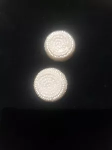 Paar große Perlen Elfenbein Perlen Nähen Knöpfe 7/8" Vintage selten einzigartig - Bild 1 von 6