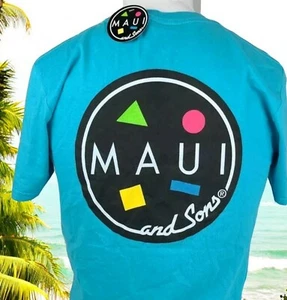 Maui & Sons (M) Mens Medium T-Shirt Ocean Blue Surfer  - Picture 1 of 10
