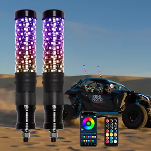 Par de luces espirales de látigo de grasa de 1 pie persiguiendo iluminadas LED RGB para Polaris RZR UTV ATV - Imagen 1 de 11