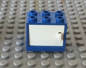 LEGO 2x3x2 Blau Container Schrank Kommode mit weißer Tür - Bild 1 von 1