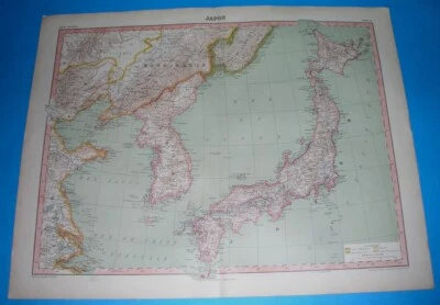 1920 NICE UNUSUAL ORIGINAL MAP KOREA CHINA JAPAN TOKYO SEOUL MANCHURIA BEIJING - Image 1 of 4