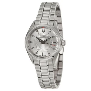 Bulova Accutron 63P106 Diamond Brussels Date Silver Tone Womens Watch $695 ~NEW - Picture 1 of 2