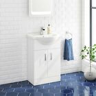 Modern White Bathroom Vanity Unit Ceramic Basin Sink Gloss White Doors - 550mm