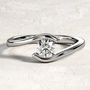 Vintage 1,00 Kt Rund Solitär Diamant Damen Verlobungsring Weißgold-Finish Silber - Bild 1 von 5