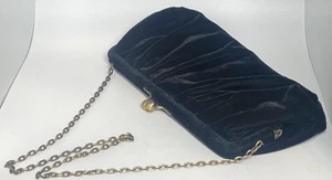 Vintage Black Velvet Clutch Purse with Chain, 9"x4" - Picture 1 of 4