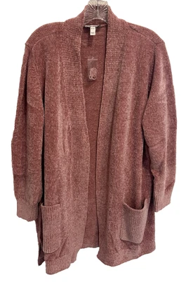 Suéter Abierto Tejido Grueso D&Co Talla XL Pequeño Rosa Rubor Denim & Co Bolsillos Foto 1 de 4