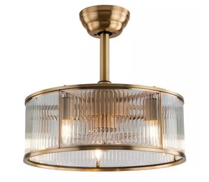 OUKANING 18" Gold Modern 5-Light 6 Speeds Caged Ceiling Fan with Remote - Picture 1 of 4