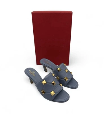 Sandalias Valentino Garavani Azul Piedra Romana Tachuelas Acolchadas Deslizables Talla 38.5 EE. UU. 8.5 Foto 1 de 4