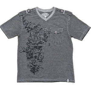 Denim & Rivets T-Shirt Herren Medium grau schwarz gestreift Urban Streetwear - Bild 1 von 6