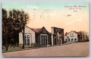 Wheeling West Virginia ~ Friedhof Tor Eingang Bogen ~ Hausmeister Cottage ~ Häuser ~ um 1930 - Bild 1 von 2