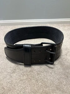 Gym Reapers Gewicht Krafthebergürtel groß schwarz Leder zwei Zinken Größe hinten - Bild 1 von 7