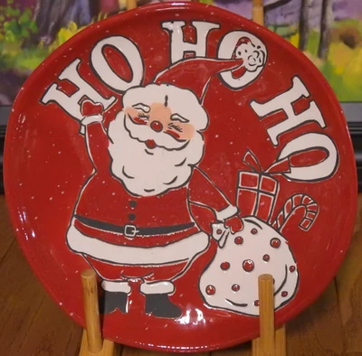 ONE Spectrum Designz Navidad SANTA Plato 8" HO HO HO Nuevo (DEFECTO) Foto 1 de 4
