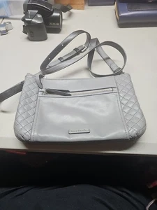 Vera Bradley Carryall kleine Leder Umhängetasche Dusty Blue - Bild 1 von 5