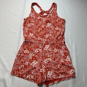 Girl's Old Navy Summer Romper Elastic Waist Thin Straps Orange/White Sz L 10-12 - Picture 1 of 4