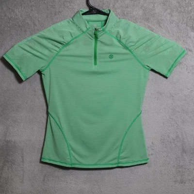 Женская футболка G FORE XS в зеленую полоску на четверть молнии для гольфа спортивный топ - Изображение 1 из 4