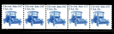 Stamp USA 13¢ Electric Auto 1917 - Plate #4 Coil Strip of 4 MNH stamps SC#1906 - Image 1 of 2