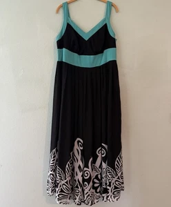 LANE BRYANT Black Teal Sleeveless Chiffon Maxi Dress Stretch Lined Size 16 - Picture 1 of 10