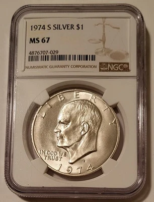 1974 S Eisenhower dólar de prata MS67 NGC - Imagem 1 de 2