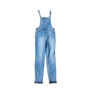 PacSun Women’s Denim Bib Overalls Jeans Size 28 Skinny Blue Raw Hem Country - Picture 1 of 9