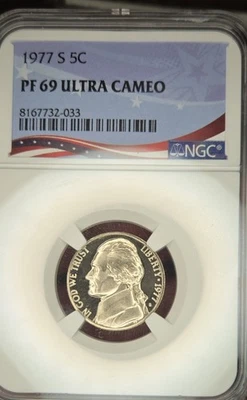 1977-S JEFFERSON NICKEL - 5C - NGC PF69 ULTRA CAMEO - Imagem 1 de 4