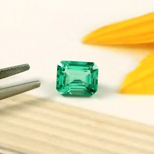 AAA High Quality Lab Grown Colombian Emerald Loose Gemstone Emerald Cut 10x8 MM - Picture 1 of 5