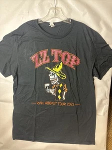 ZZ Top Raw Whiskey Tour T Shirt Mens L Black Short Sleeve Crew Neck Graphic Tee - Picture 1 of 7