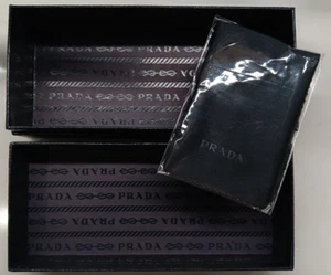 Prada Black & Silver Empty Gift Box 6 1/2” X 3” X 2.5” BOX ONLY & Cleaning Cloth - Picture 1 of 16