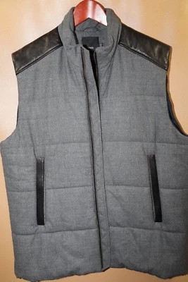 Chaleco para hombre #321 VINCE mezcla de lana ribete de cuero talla L venta al por menor $495 Foto 1 de 3