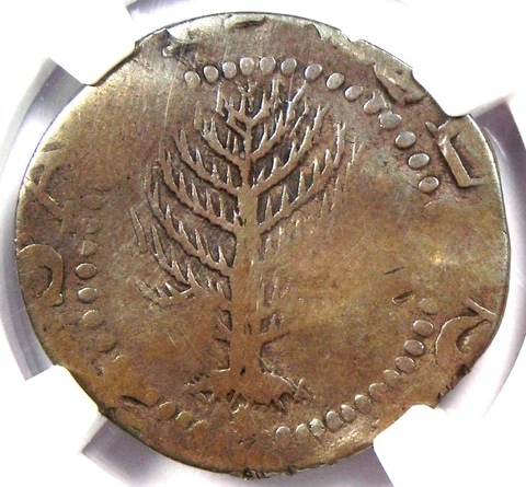 1652 Massachusetts Pine Tree Silver Shilling 1S - NGC Certified / Clipped - Rare Cover