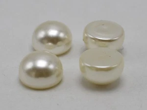 50 Ivory Acrylic Bread Shape Half Drilled Pearl Beads 14mm for Pendant Ear Post - Picture 1 of 6