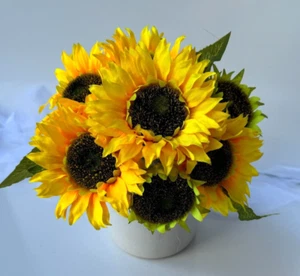 Sunflower Bouquet Faux Silk Flower Bouquets Artificial Sunflowers Rustic Bunch - Picture 1 of 6